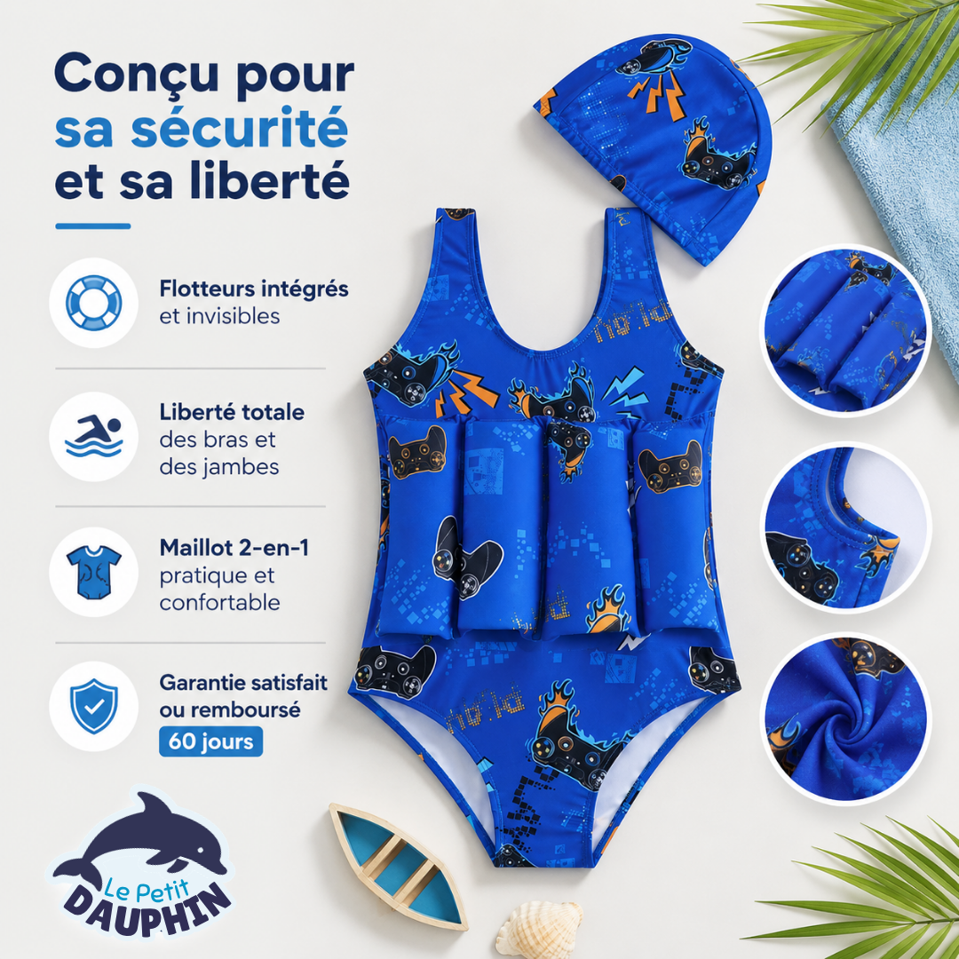 Lepetitdauphin — Maillot flottant 2-en-1 pour l'apprentissage de la natation