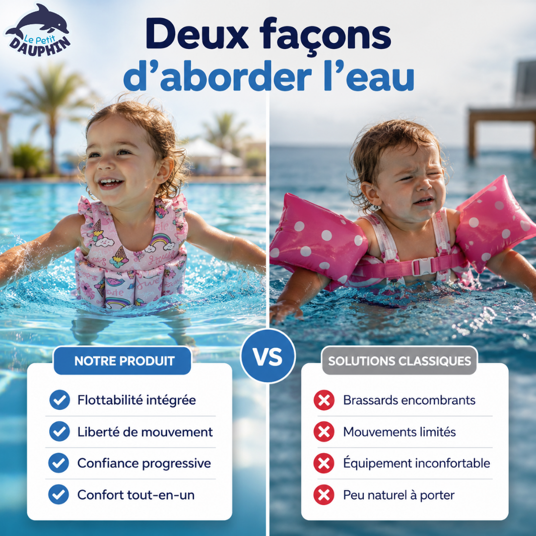Lepetitdauphin — Maillot flottant 2-en-1 pour l'apprentissage de la natation