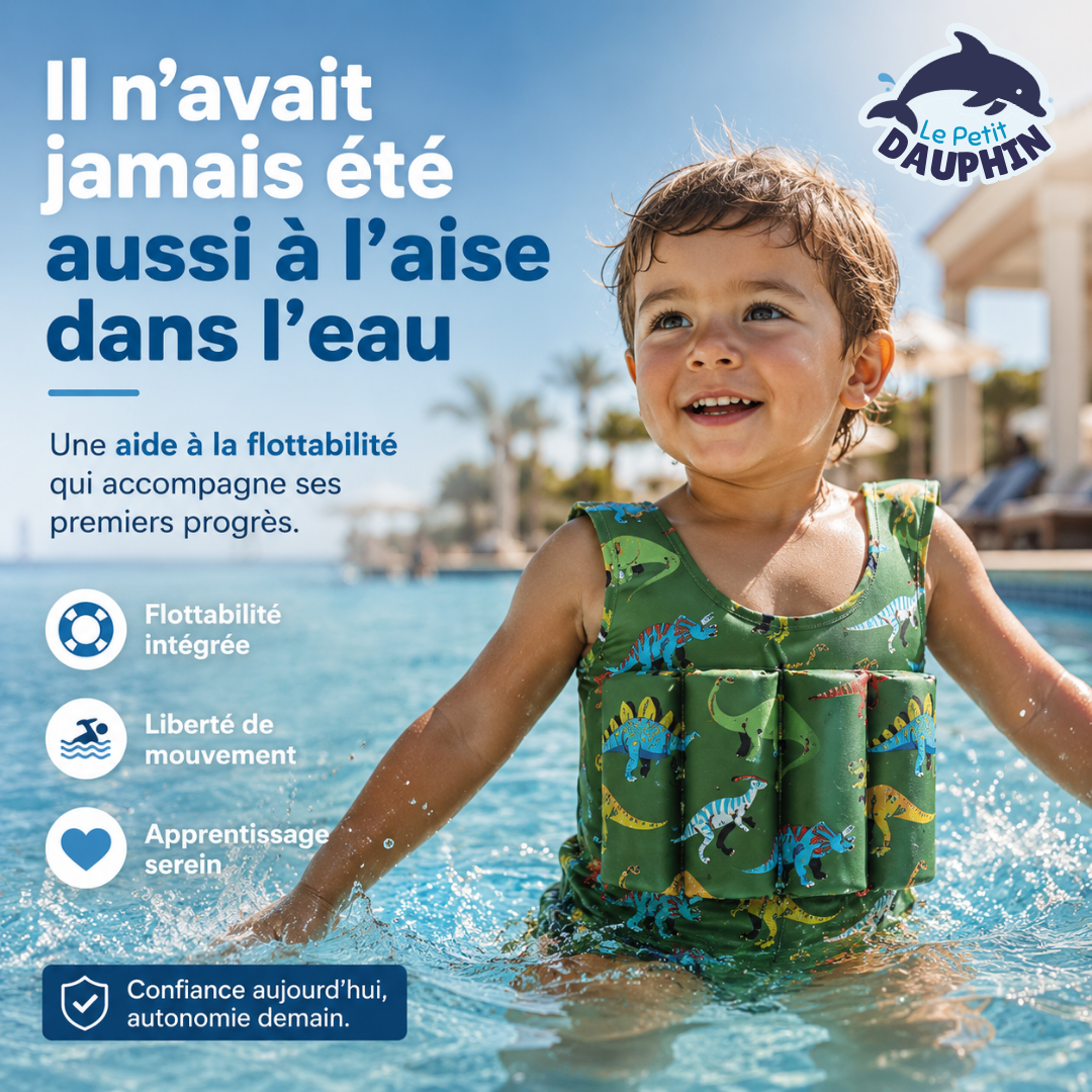 Lepetitdauphin — Maillot flottant 2-en-1 pour l'apprentissage de la natation