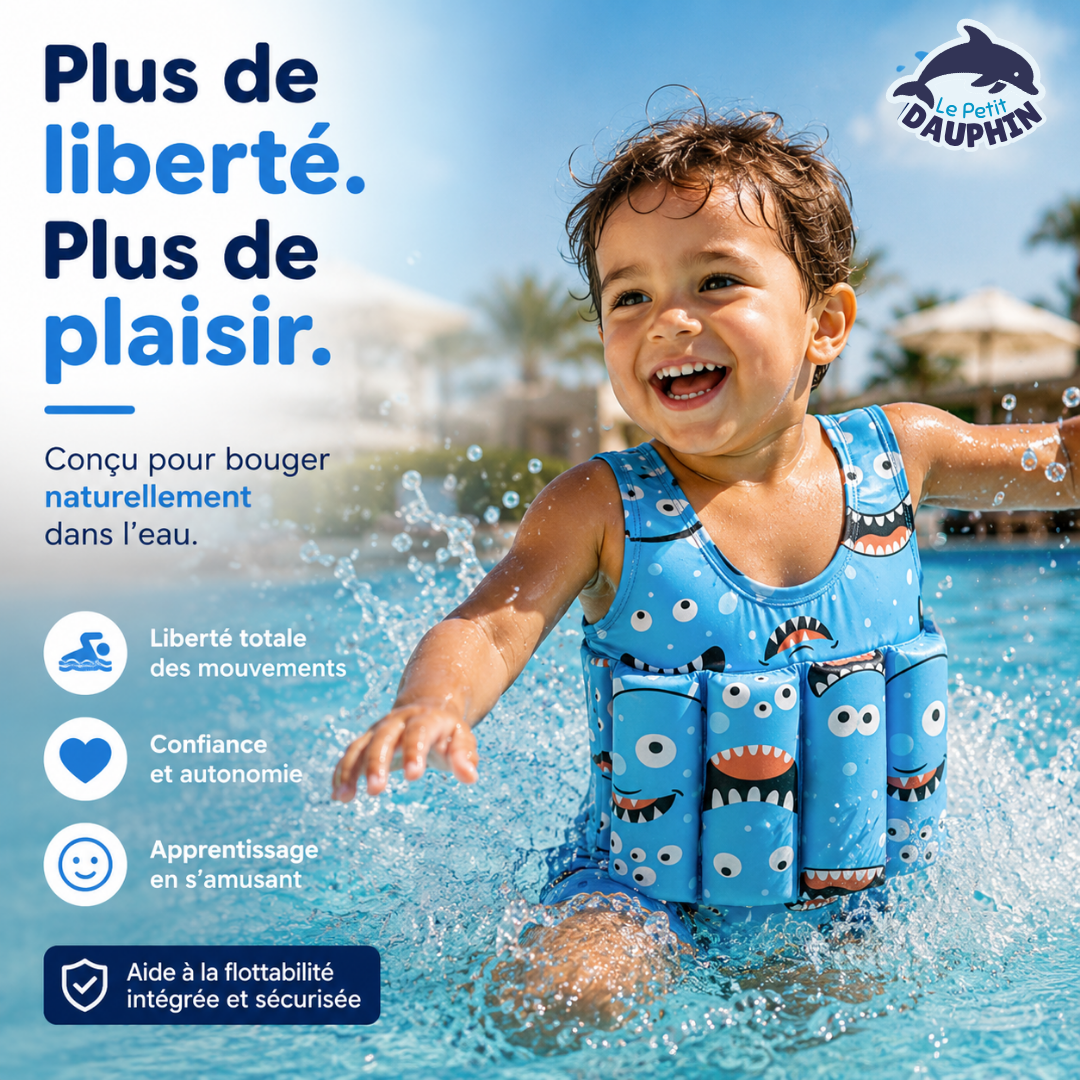 Lepetitdauphin — Maillot flottant 2-en-1 pour l'apprentissage de la natation